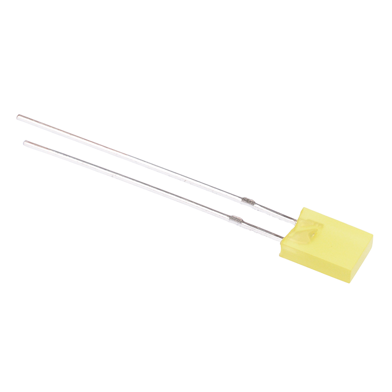 10 x Yellow Rectangular 2 x 5mm Diffused LED 70mcd 130°