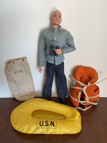 GI JOE 1964 Action Sailor - RARE Painted Blonde Head - MINT! w/ Navy Accessories