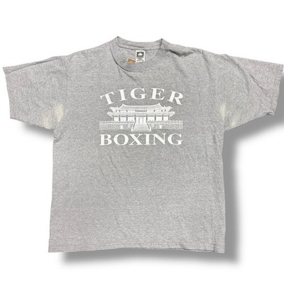 Vintage Tiger Boxing Gym T-Shirt Gray XL Made USA Cotton Deluxe Athletic Tee