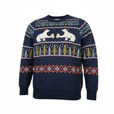 Tipsy Elves Ugly Christmas Sweater Mens XXL Blue Pullover Party Polar Bears Beer