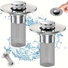 2-Pack Sink Stopper Hair Catcher Bathroom Pop Up Sink Drain Strainer Filter Plug