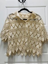 Intricate and Stunning Frame Ivory Lace Blous...