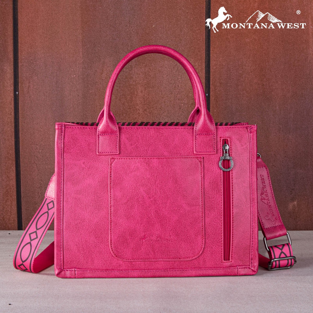 Montana West Whipstitch Concealed Carry Tote Bag Western Crossbody