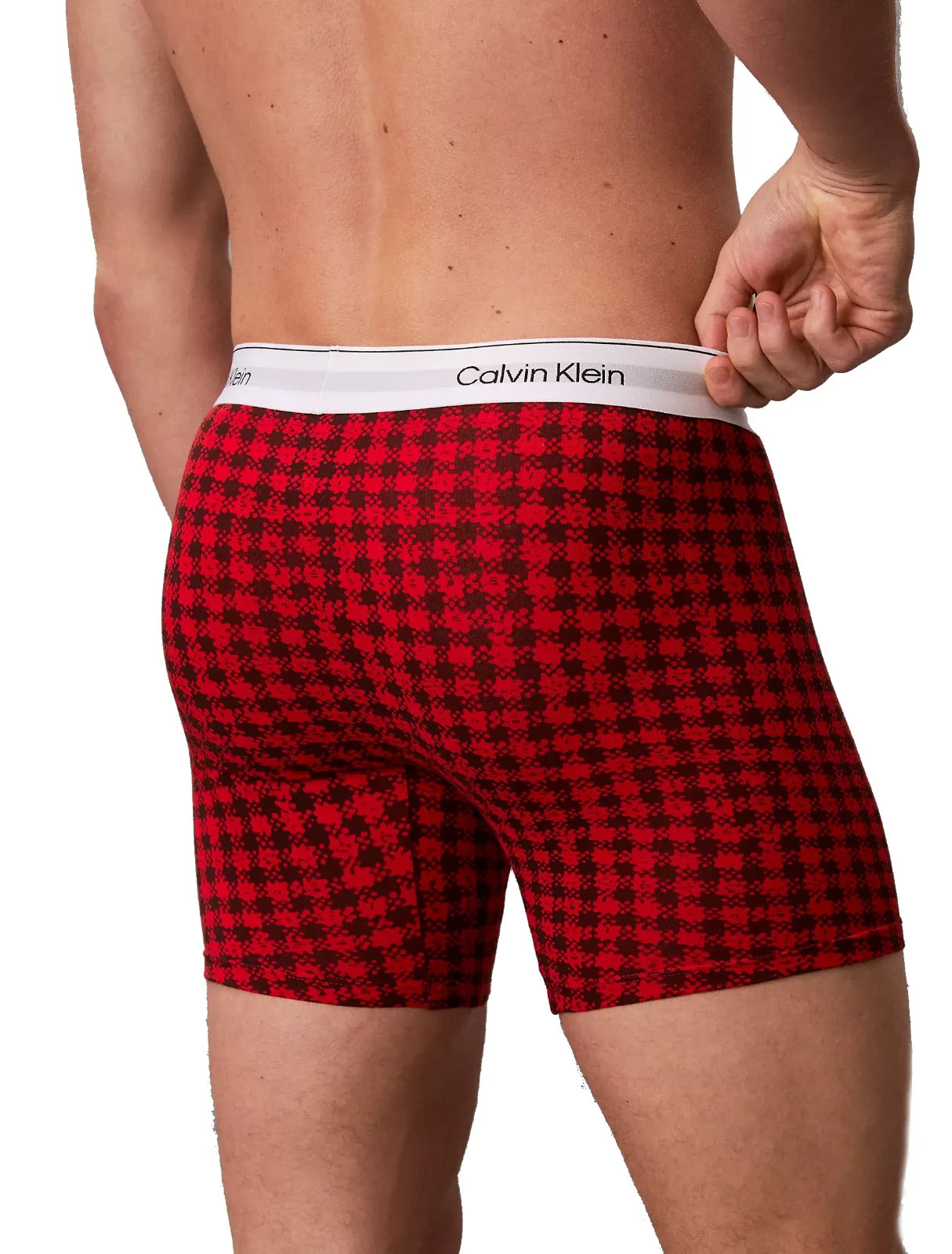 Calvin Klein Men's Icon Cotton Stretch Plaid Boxer Brief Underwear Red, M thumbnail 2