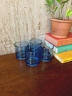 Vintage Blue Anchor Hocking Tartan Lowball Glasses Set Of 4