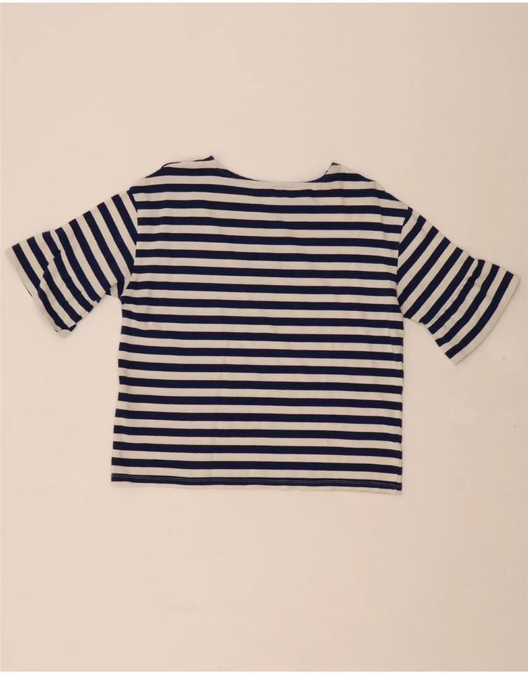 Blusa Top BENETTON Mujer Gran Tamaño Reino Unido 10 Pequeña Azul Marino Rayas Algodón AN09 Foto 2 de 3