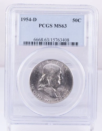 Certified 1954-D Franklin Half Dollar PCGS MS63 Silver 50c