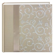 Pioneer Embroidered Scroll Ribbon Trimmed Fabric Cover Photo Album, Ivory on ...