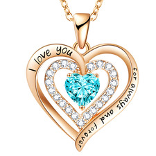 Damen Herz Halskette vergoldet Zinklegierung doppellagig Herz Anhänger B292 "