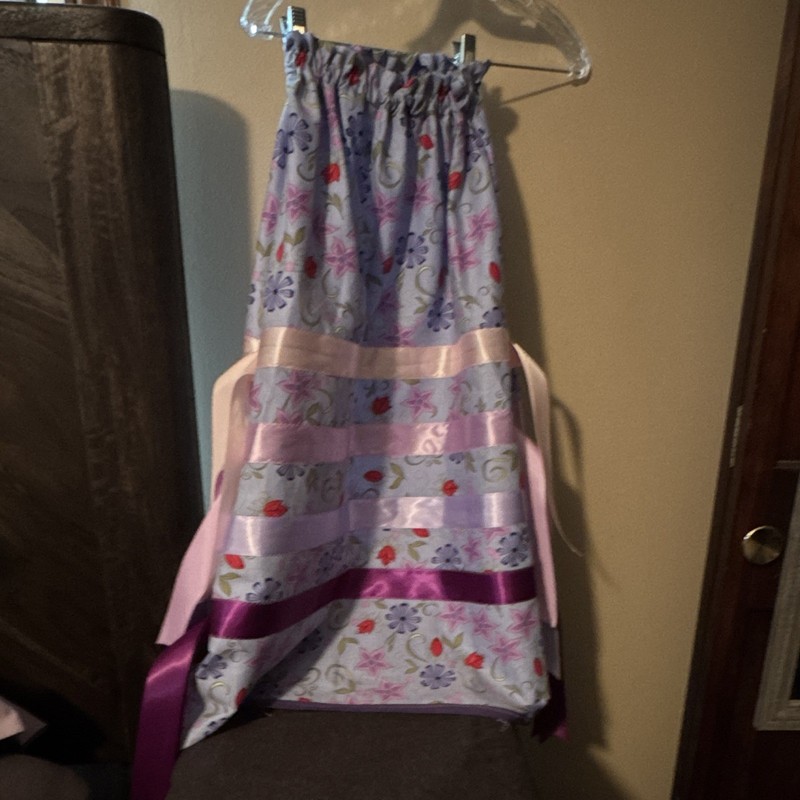 Girls Purple Pink Floral Ribbon Skirt, handmade