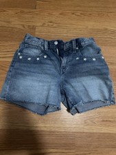 Old Navy Girls High-Rise Built-In Daisy Embroidered Cut-Off Denim Shorts Size 14