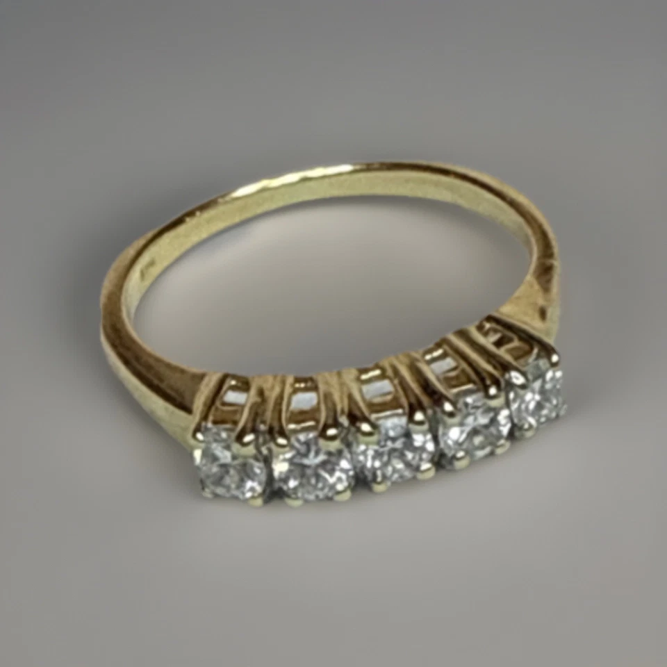 14k Gold 5 Diamond Ring 1/3 Ct Cushion Cut Sz 7 Engagement/ Wedding/anniversary - Image 3 of 4