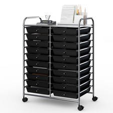 20 Drawers Rolling Cart Storage Scrapbook Paper Studio Organizer Bins Black