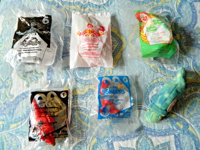 McDonalds Happy Meal Toy Lot 6pc Power Rangers Smurfs Battlebots Ty Beanie Baby