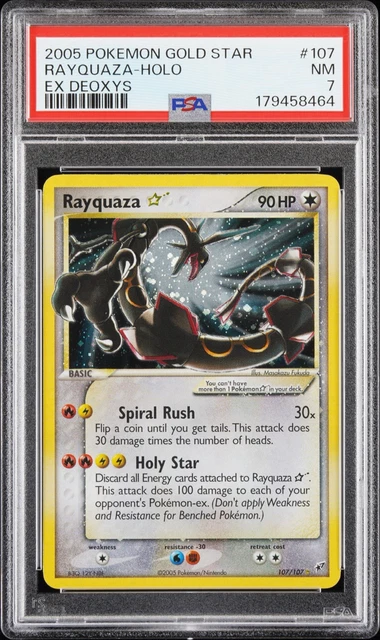 2005 POKEMON EX DEOXYS GOLD STAR #107 RAYQUAZA-HOLO PSA 7 NEW CERT