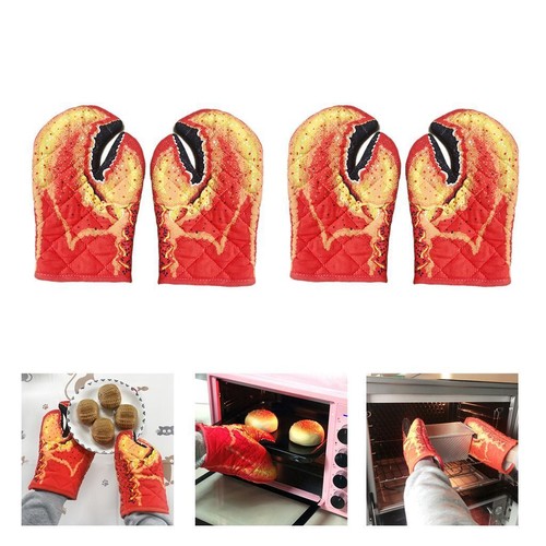 2 Pairs Lobster Claw Oven Mitts Kitchen Gloves for Oven Cooking with