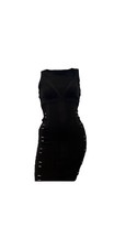 Y2K BEBE Buckle Bandage Bodycon Black Dress SZ XS