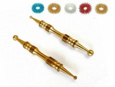 Sujok Acupressure Probe Compact Brass Metal Diagnostic Jimmy 5 Rings Set of 2