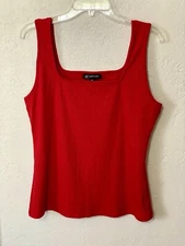 I.N.C. International Concepts Square Neck Ribbed Tank Cherry Candy Color XXL