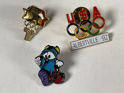 Vintage Olympics Pins Enamel Mixed Lot x 3 Izzy LA Atlanta 1984 1992 1996