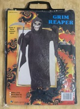 Kids Halloween Grim Reaper Black Hooded Robe Sz Larger 12-14