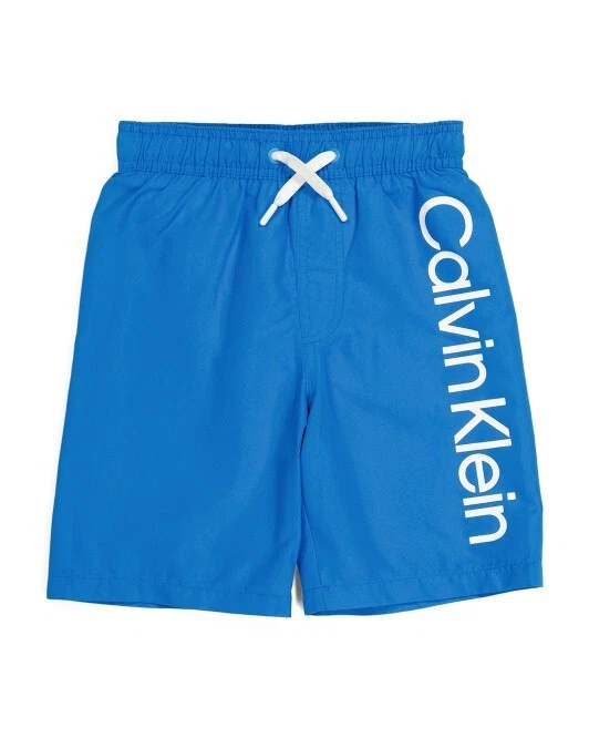 Calvin Klein Logo Swim Trunks Neon Blue Boys M 10 12 eBay