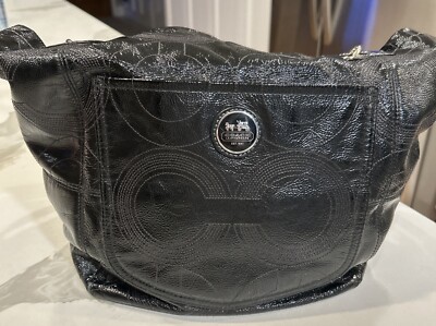 Coach Vintage Black Signature C Stitch bag patent leather Tote