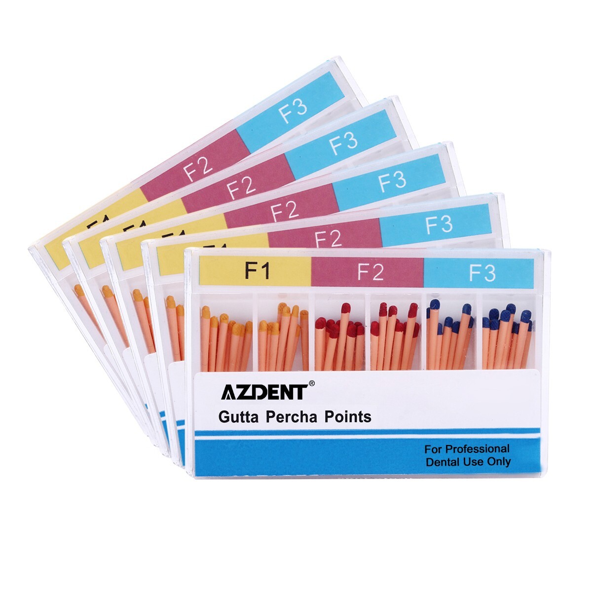 Dental Root Canal Gutta Percha Points - F1, F2, F3 Sizes, 60pcs Per Box (AZDENT)