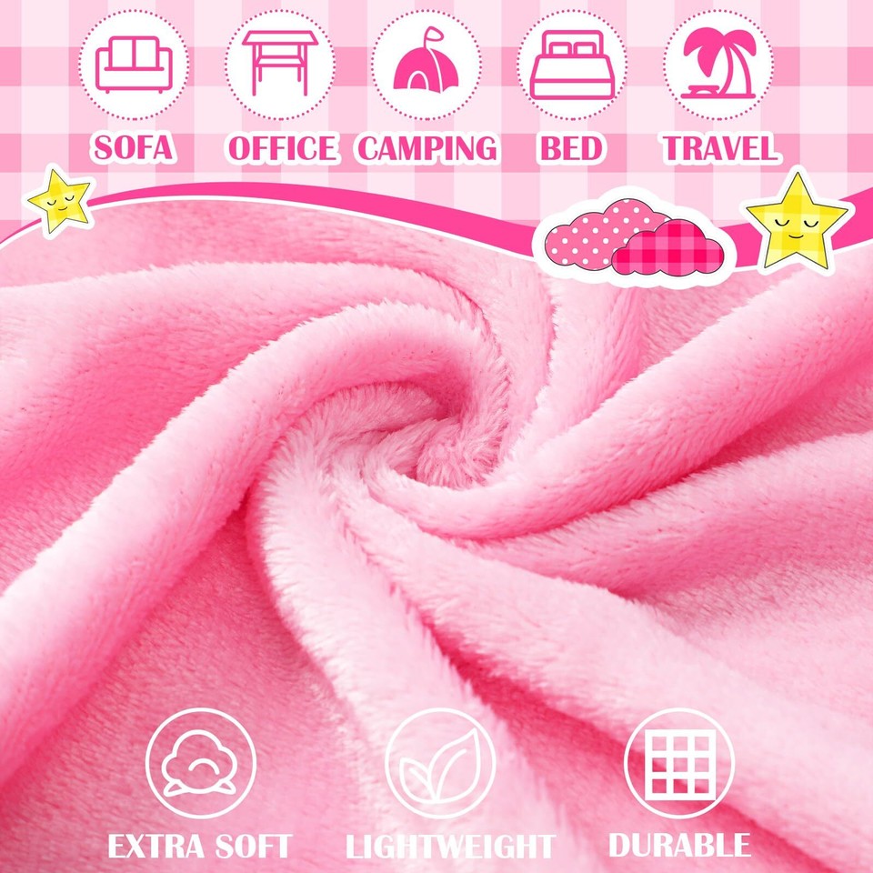 8 Pieces Sleepover Party Supplies for Girls Include Soft Pink Throw