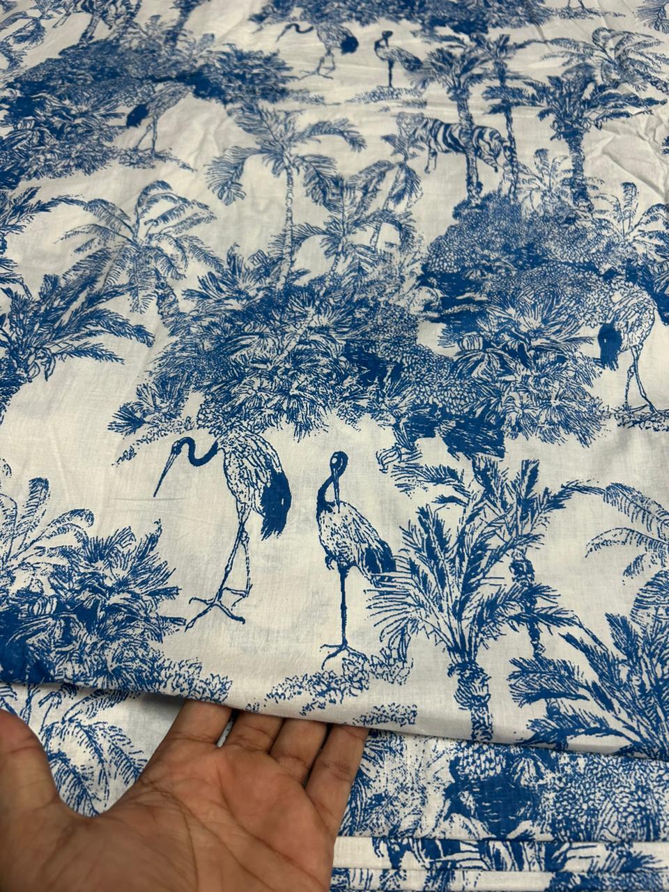 Indian Hand Block Print 100% Cotton Running Craft Indigo Blue Dress Fabric Yard