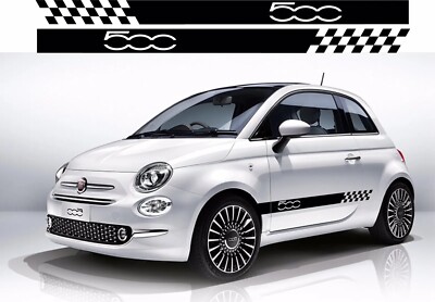 Passend für Fiat 500 Seiten Racing Streifen Aufkleber, Decals, Grafiken. * Jede Farbe