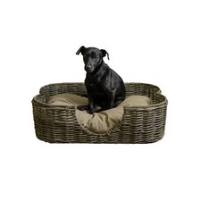 DBD1002A Scallop 27" x 18.25" Tropical Handwoven Rattan Dog Bed with Machine ...
