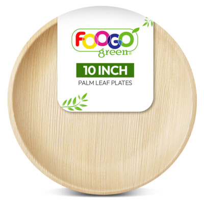 FOGO grün 10 Zoll (25 cm) Einweg große Palmblattplatten Holz umweltfreundlich Party