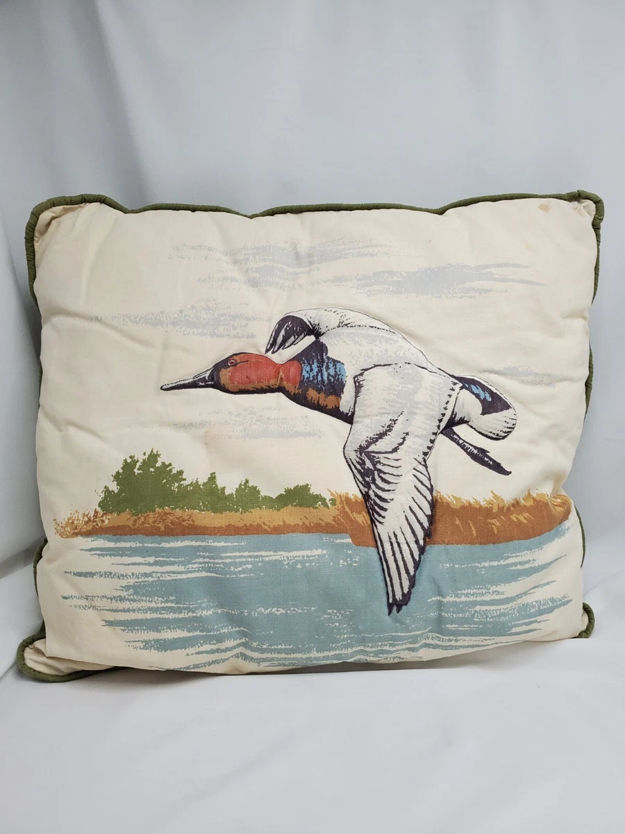 Vintage Handmade Flying Duck Throw Pillow 12x14