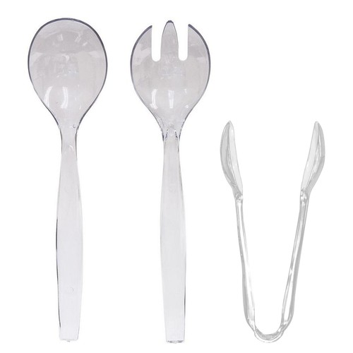 Disposable Plastic Serving Utensils 10" Spoons and Forks 6" Tongs - 18 Pack - Picture 4 of 30