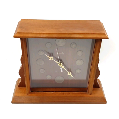 Vintage Marion Kay Wood Quartz Mantle Clock w/1776-1976 1980 Dated