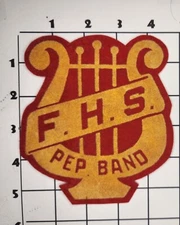 FHS Pep Band Patch Red Yellow Vintage Printed Felt Sew On Uniform Costume
