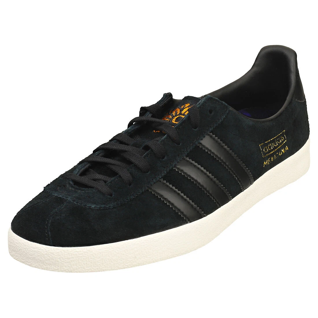 Adidas leather black trainers sale