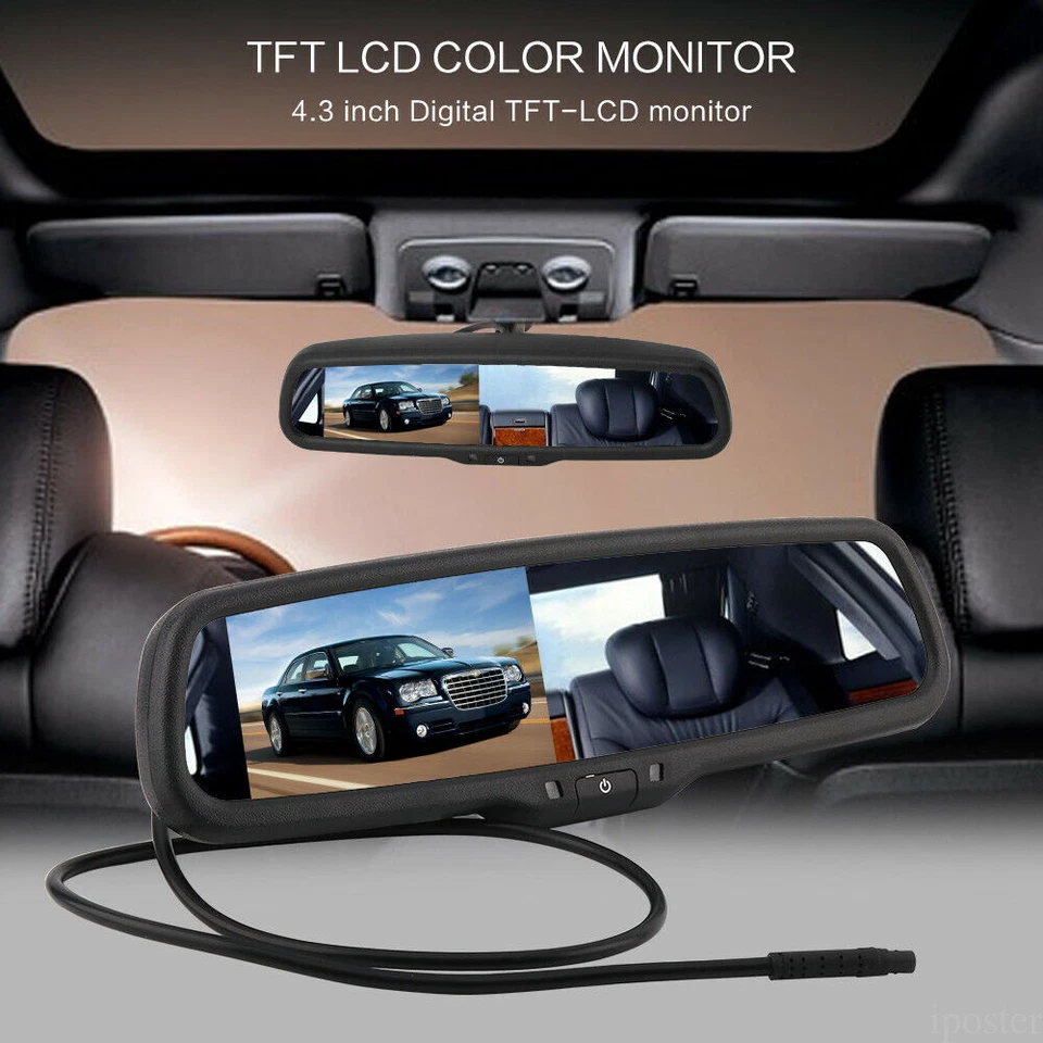 4.3" Car Rear View Monitor License Frame Backup Reversing Camera For Toyota Jeep - Image 3 of 4