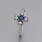 Saffir ring - 1 sapphire and 4 brilliant-cut diamonds (diamond) total Approx 0.13ct-14K/585 White Gold