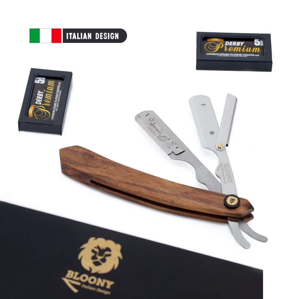 Rasoio Professionale a Mano Libera - Shavette - Manico Legno - Lama Acciaio Inox - Immagine 3 di 4