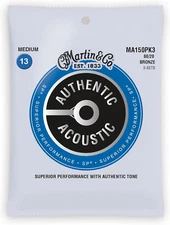 Authentic Acoustic Guitar Strings, Superior Performance Medium 13-56, 80/20 Bron