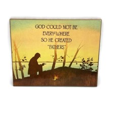 Vintage 70s Living Quotes God Father Wood Wall Hanging USA Made 8.85” Wide