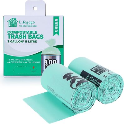 Compostable Trash Bags 3 Gallon: Biodegradable Small Compost Bags, 11 Liters Kit
