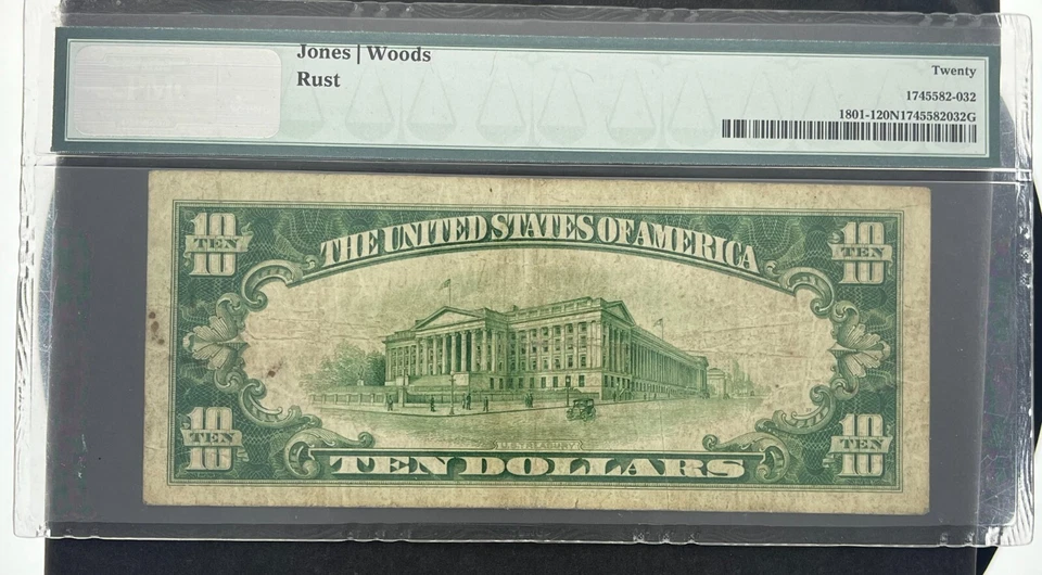 1929 TAMPA FLORIDA FIRST NATIONAL BANK $10 PMG 20 VERY FINE - Image 2 of 2