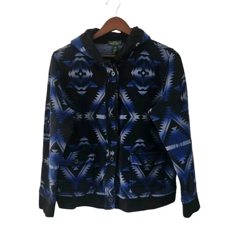 LRL Lauren Jeans Co Ralph Womens Large Aztec Southwest Hooded Button Jacket