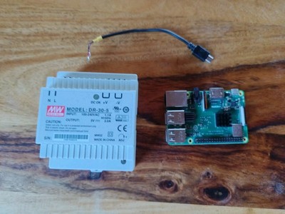 Raspberry Pi 3B+ plus Hutschiene Netzteil 3A 15W Mean Well Kabel