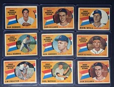 1960 Topps Rookie Stars Lot (9) Dobbek Harris Proctor Dillard Johnson Will