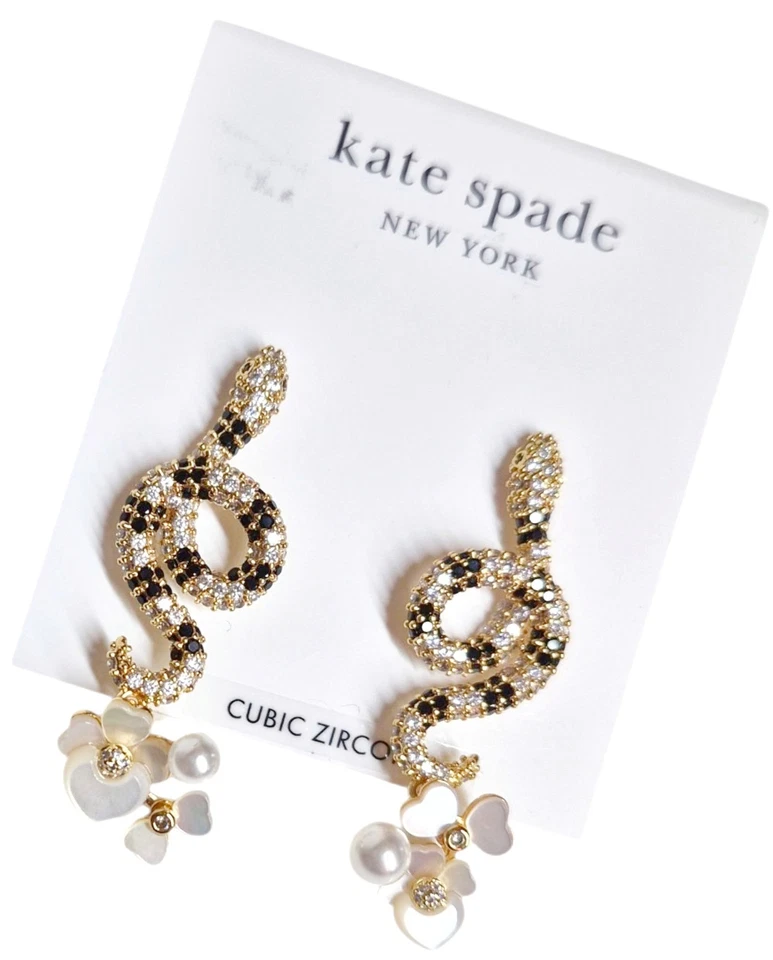 Kate Spade Shining Snake Statement Earrings Black Clear Multi KK519 New with Tag - Image 3 of 4