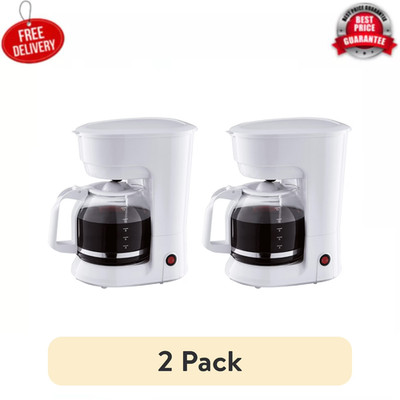 Mainstays 12 Cup Coffee Maker 1.8L Drip Brewer White Glass Carafe 2 Pack New